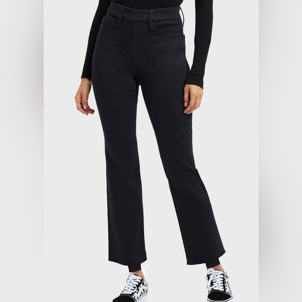 NWT Good American Power Stretch Pull-On Straight Jeans Black Size 4XL